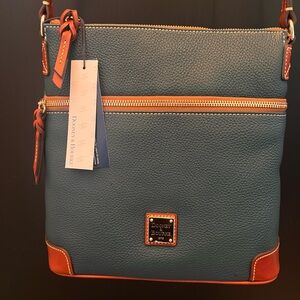Dooney & Bourke Teal and Brown pebble leather Crossbody Bag NWT